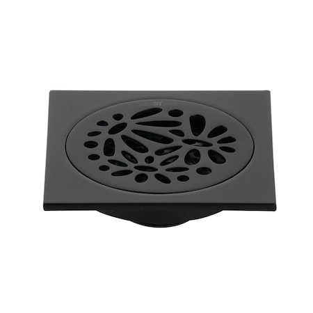 Kingston Brass BSF6360MB Watercourse Floral 4" Square Grid Shower Drain, Matte Black BSF6360MB